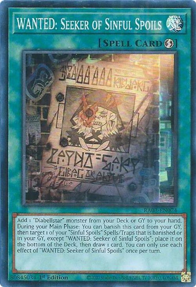 [SUPER RARE] WANTED: Seeker of Sinful Spoils - (RA03-EN074) - 1st Edition