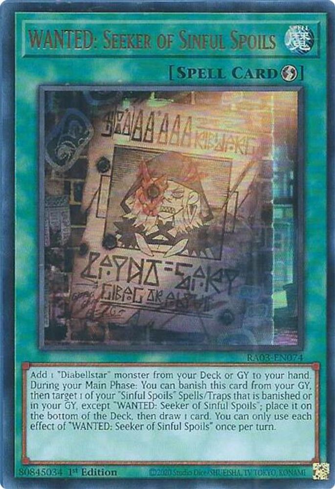 [ULTRA RARE] WANTED: Seeker of Sinful Spoils (UR) - (RA03-EN074) - 1st Edition