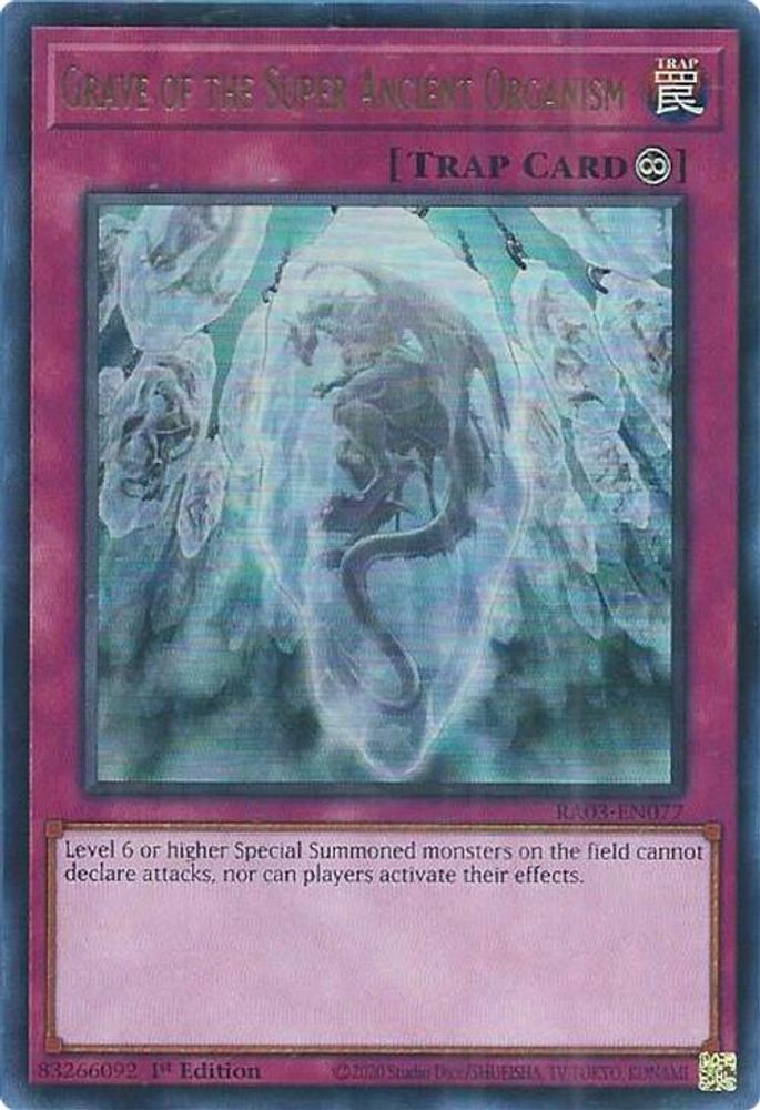[ULTRA RARE] Grave of the Super Ancient Organism (UR) - (RA03-EN077) - 1st Edition