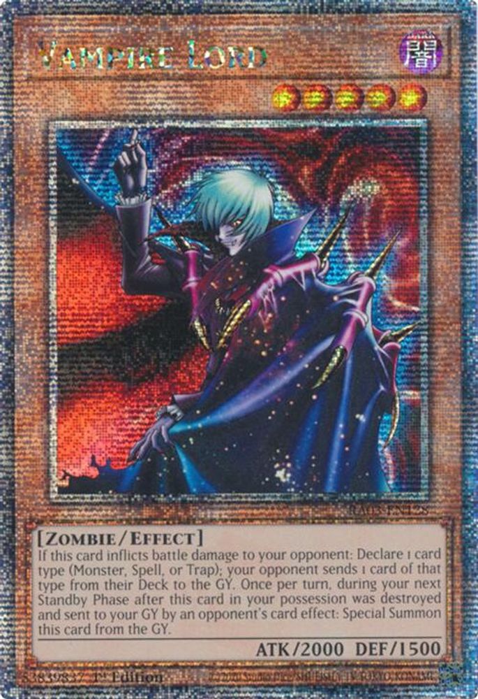 [QUARTER CENTURY RARE] Vampire Lord (Quarter Century Secret Rare) - (RA03-EN128) - 1st Edition