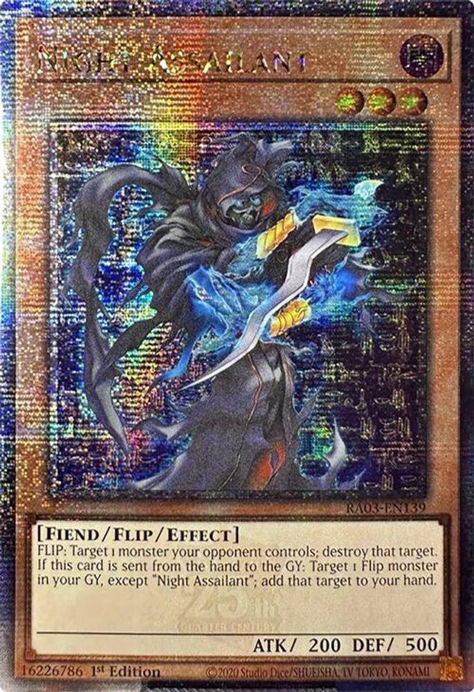 [QUARTER CENTURY RARE] Night Assailant (Quarter Century Secret Rare) - (RA03-EN139) - 1st Edition