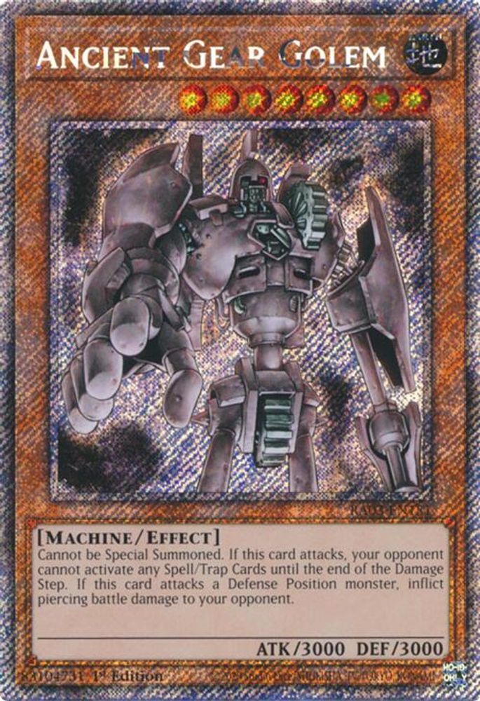 [PLATINUM RARE] Ancient Gear Golem (Platinum Secret Rare) - (RA03-EN151) - 1st Edition