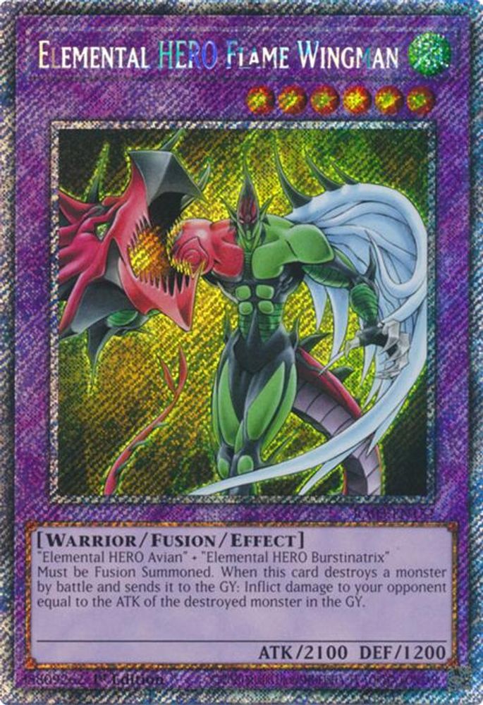 [PLATINUM RARE] Elemental HERO Flame Wingman (Platinum Secret Rare) - (RA03-EN152) - 1st Edition