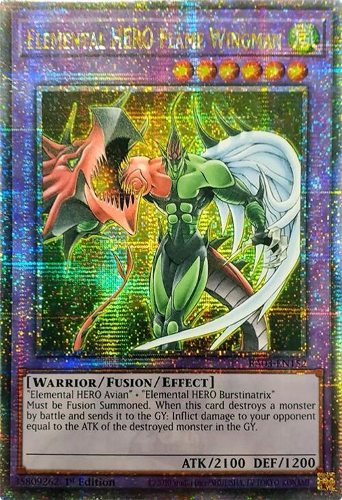 [QUARTER CENTURY RARE] Elemental HERO Flame Wingman (Quarter Century Secret Rare) - (RA03-EN152) - 1st Edition