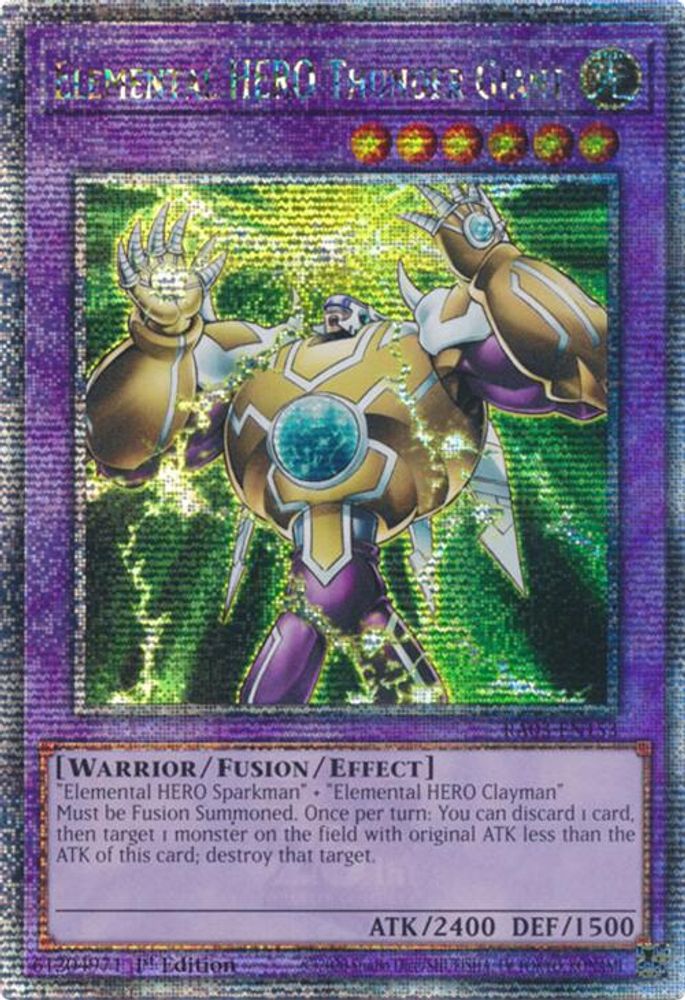 [QUARTER CENTURY RARE] Elemental HERO Thunder Giant (Quarter Century Secret Rare) - (RA03-EN153) - 1st Edition