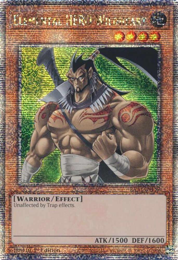 [QUARTER CENTURY RARE] Elemental HERO Wildheart (Quarter Century Secret Rare) - (RA03-EN157) - 1st Edition