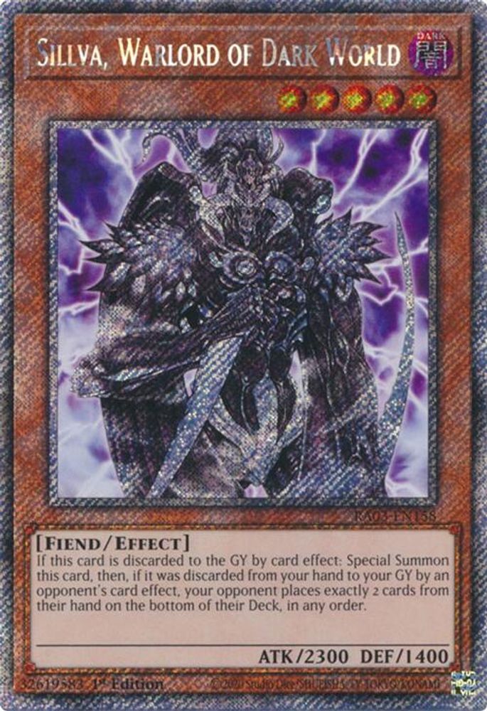 [PLATINUM RARE] Sillva, Warlord of Dark World (Platinum Secret Rare) - (RA03-EN158) - 1st Edition