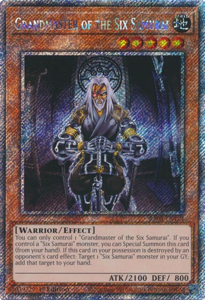 [PLATINUM RARE] Grandmaster of the Six Samurai (Platinum Secret Rare) - (RA03-EN174) - 1st Edition