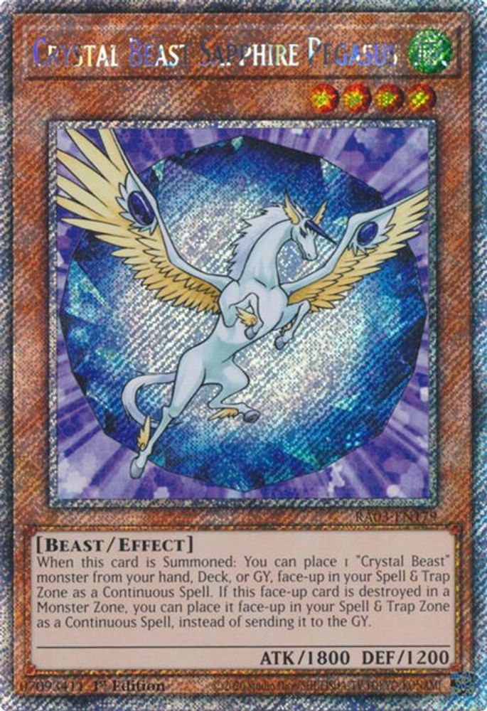 [PLATINUM RARE] Crystal Beast Sapphire Pegasus (Platinum Secret Rare) - (RA03-EN179) - 1st Edition