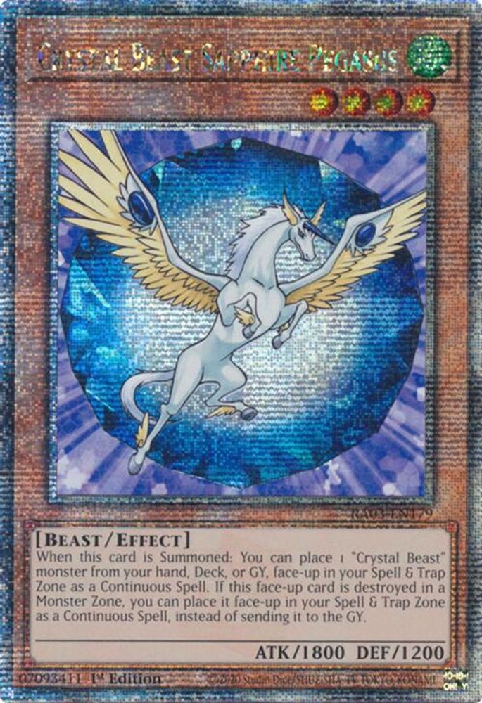 [QUARTER CENTURY RARE] Crystal Beast Sapphire Pegasus (Quarter Century Secret Rare) - (RA03-EN179) - 1st Edition