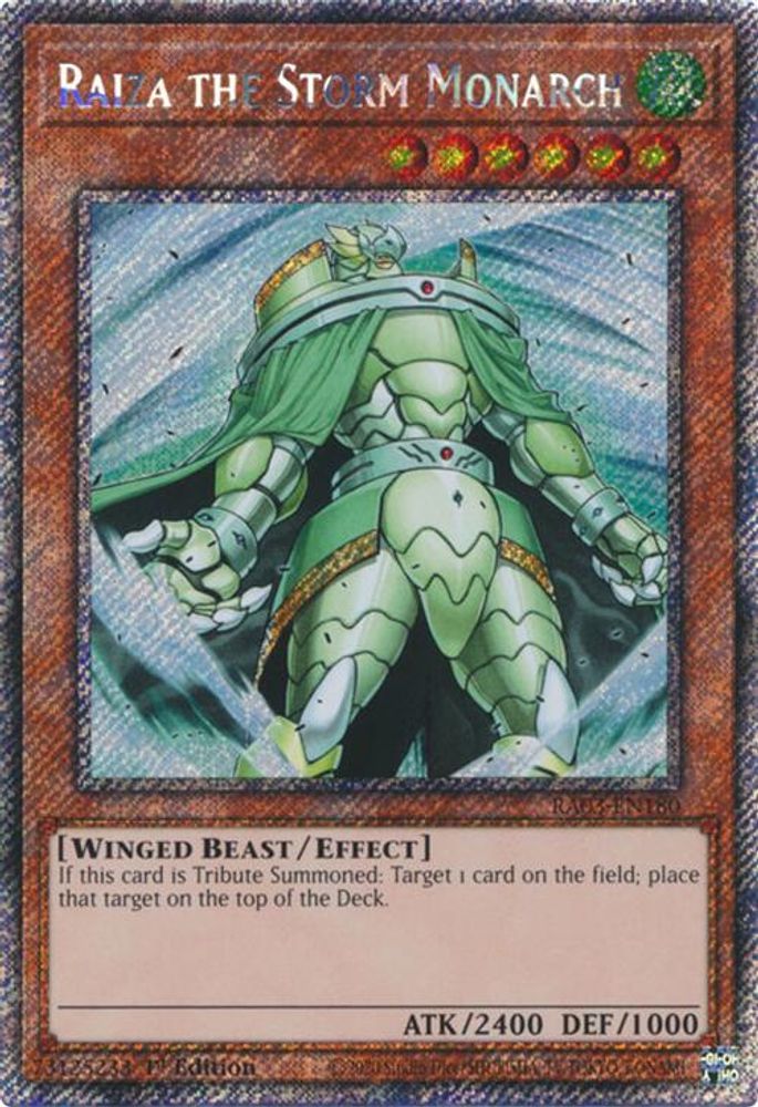 [PLATINUM RARE] Raiza the Storm Monarch (Platinum Secret Rare) - (RA03-EN180) - 1st Edition
