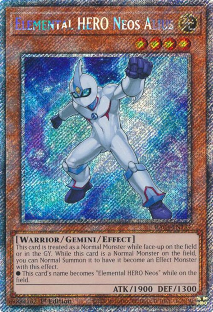 [PLATINUM RARE] Elemental HERO Neos Alius (Platinum Secret Rare) - (RA03-EN184) - 1st Edition