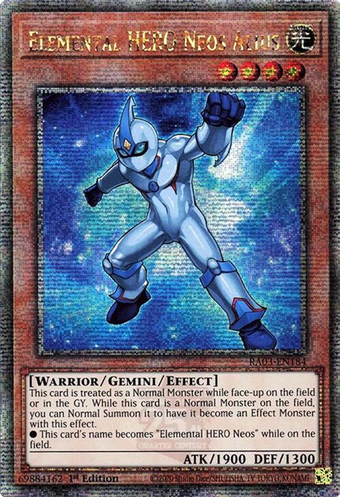 [QUARTER CENTURY RARE] Elemental HERO Neos Alius (Quarter Century Secret Rare) - (RA03-EN184) - 1st Edition