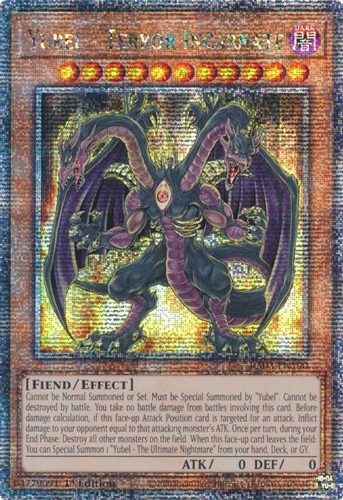 [QUARTER CENTURY RARE] Yubel - Terror Incarnate (Quarter Century Secret Rare) - (RA03-EN190) - 1st Edition