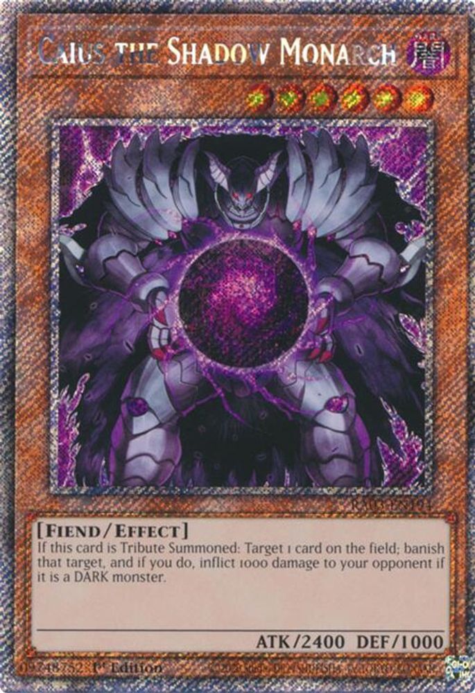 [PLATINUM RARE] Caius the Shadow Monarch (Platinum Secret Rare) - (RA03-EN194) - 1st Edition