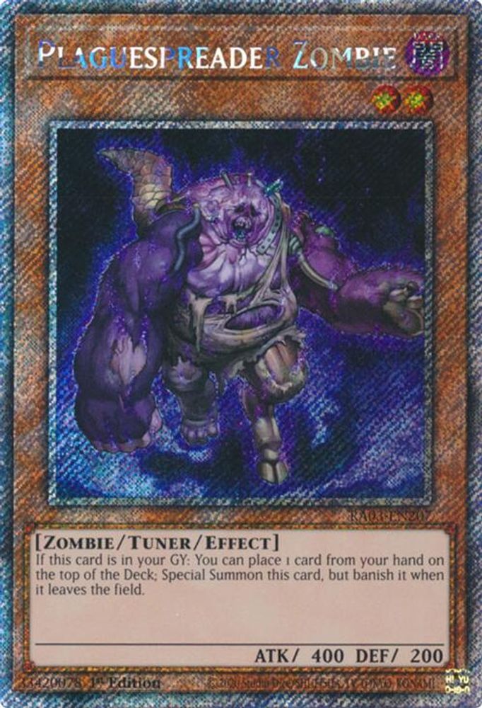 [PLATINUM RARE] Plaguespreader Zombie (Platinum Secret Rare) - (RA03-EN207) - 1st Edition