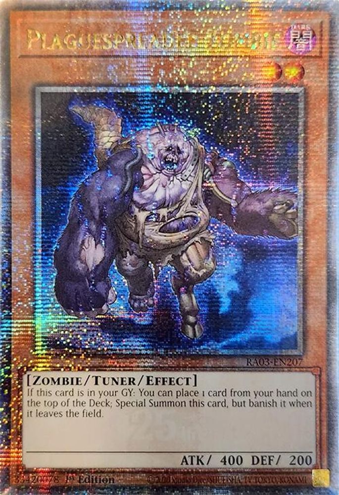 [QUARTER CENTURY RARE] Plaguespreader Zombie (Quarter Century Secret Rare) - (RA03-EN207) - 1st Edition