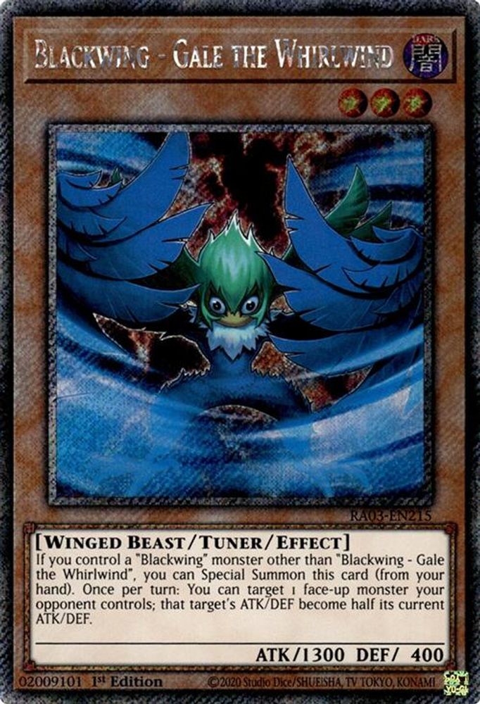 [PLATINUM RARE] Blackwing - Gale the Whirlwind (Platinum Secret Rare) - (RA03-EN215) - 1st Edition