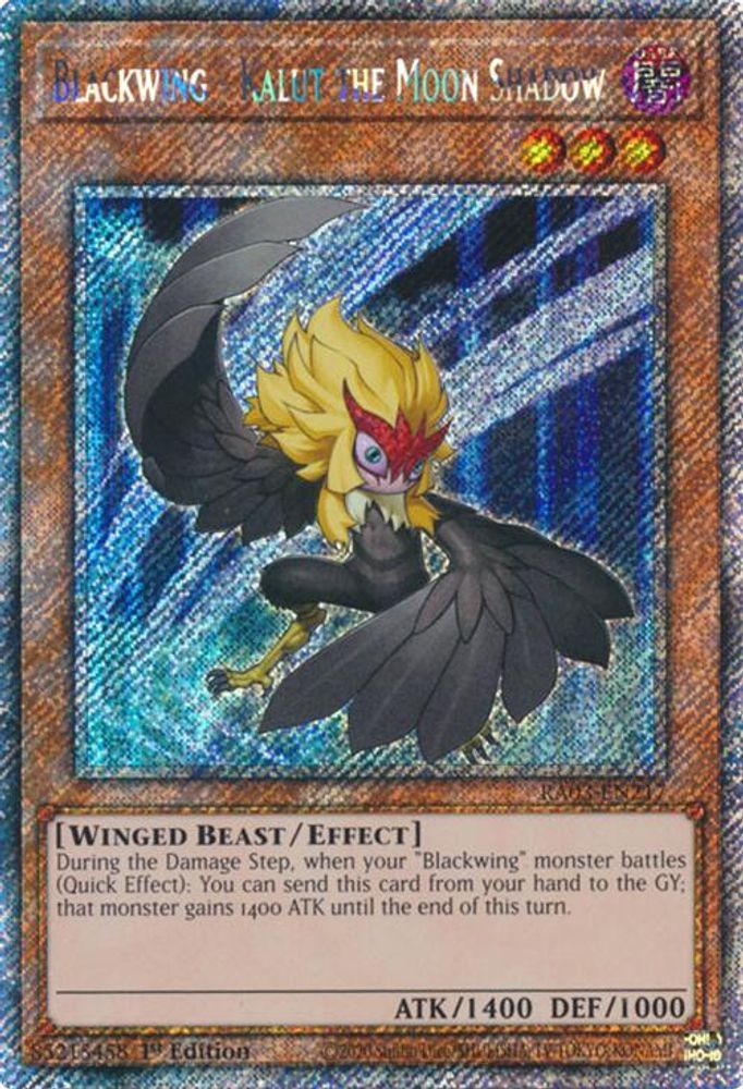 [PLATINUM RARE] Blackwing - Kalut the Moon Shadow (Platinum Secret Rare) - (RA03-EN217) - 1st Edition