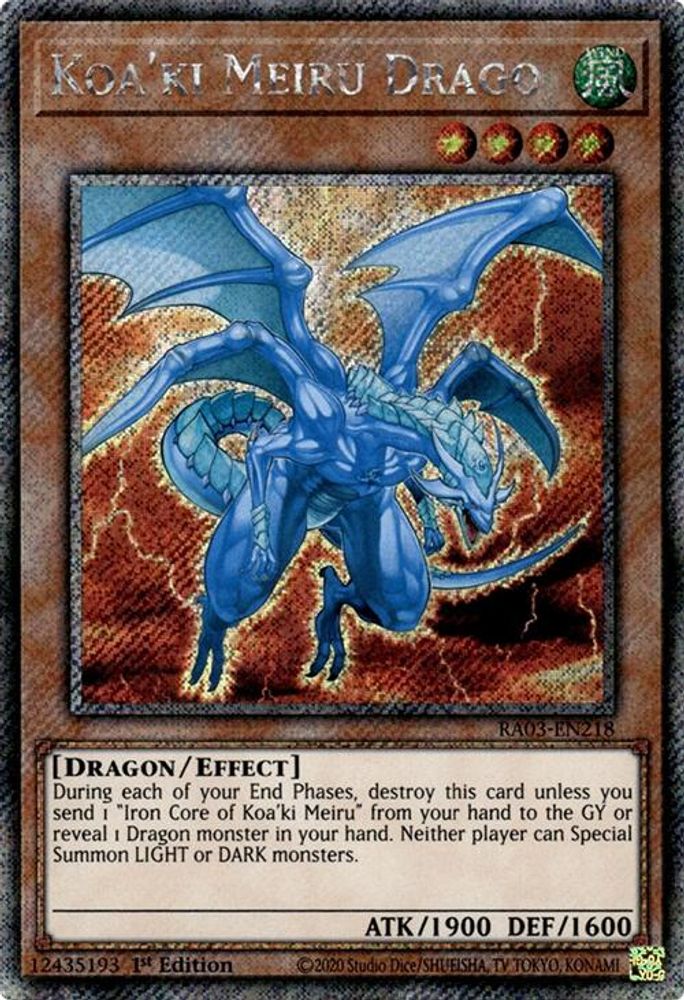 [PLATINUM RARE] Koa'ki Meiru Drago (Platinum Secret Rare) - (RA03-EN218) - 1st Edition
