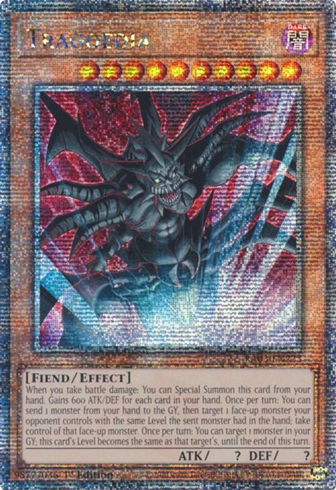 [QUARTER CENTURY RARE] Tragoedia (Quarter Century Secret Rare) - (RA03-EN223) - 1st Edition