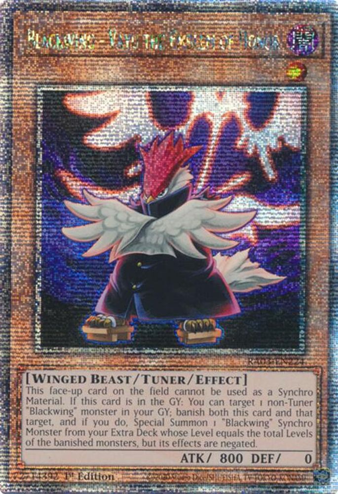 [QUARTER CENTURY RARE] Blackwing - Vayu the Emblem of Honor (Quarter Century Secret Rare) - (RA03-EN224) - 1st Edition