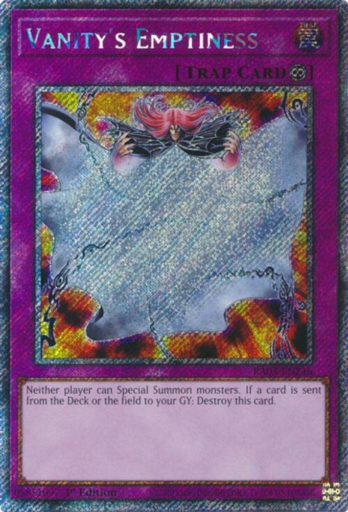 [PLATINUM RARE] Vanity's Emptiness (Platinum Secret Rare) - (RA03-EN246) - 1st Edition