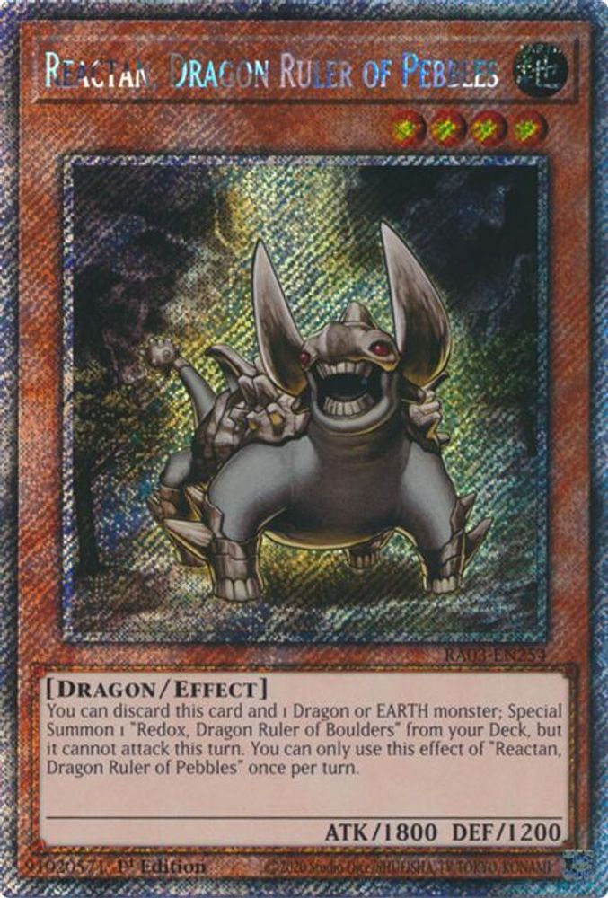 [PLATINUM RARE] Reactan, Dragon Ruler of Pebbles (Platinum Secret Rare) - (RA03-EN254) - 1st Edition