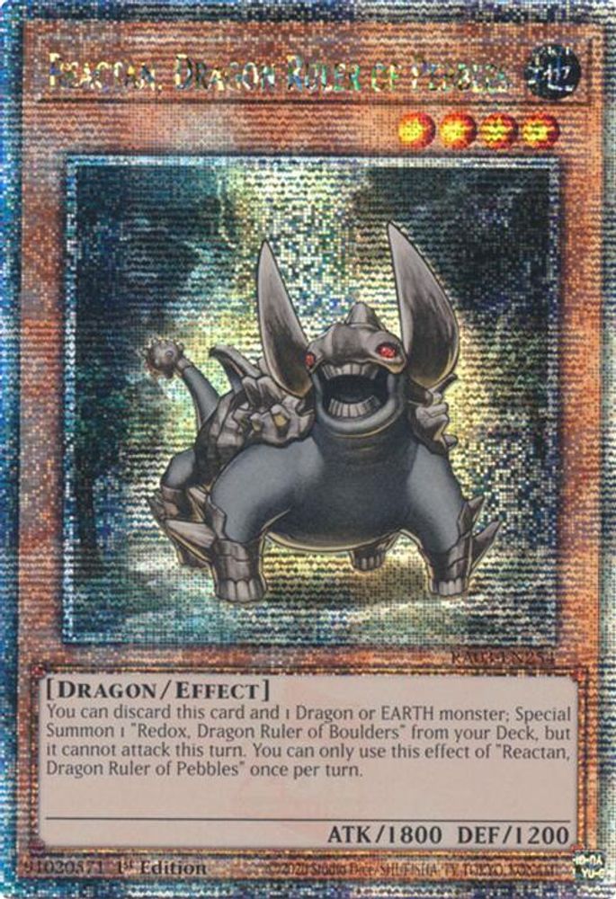 [QUARTER CENTURY RARE] Reactan, Dragon Ruler of Pebbles (Quarter Century Secret Rare) - (RA03-EN254) - 1st Edition