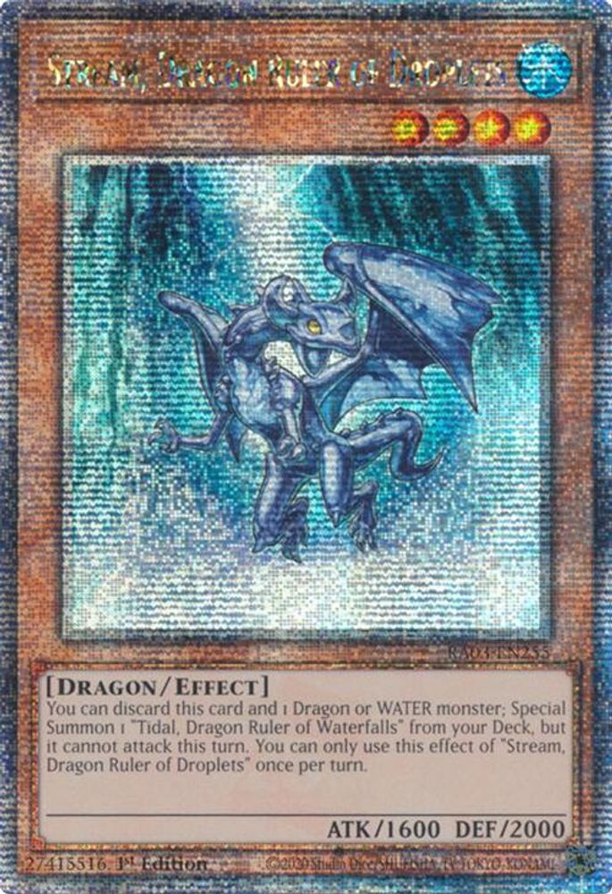 [QUARTER CENTURY RARE] Stream, Dragon Ruler of Droplets (Quarter Century Secret Rare) - (RA03-EN255) - 1st Edition
