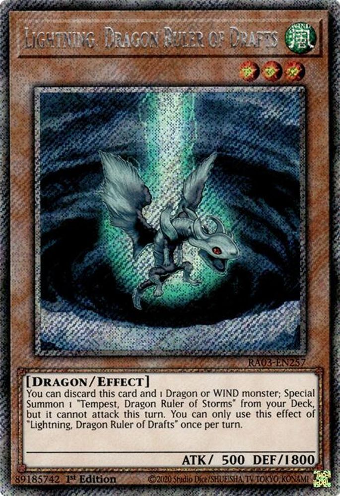 [PLATINUM RARE] Lightning, Dragon Ruler of Drafts (Platinum Secret Rare) - (RA03-EN257) - 1st Edition