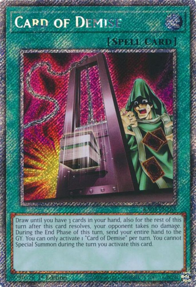 [PLATINUM RARE] Card of Demise (Platinum Secret Rare) - (RA03-EN265) - 1st Edition