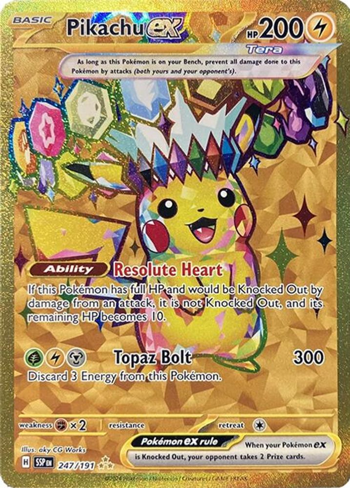 Pikachu ex - [  247/191 ] - Hyper Rare - Pokemon SV08 Surging Sparks