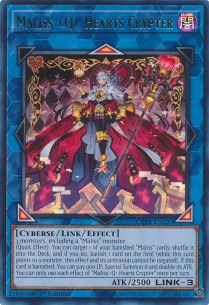 Maliss Q Hearts Crypter - (CRBR-EN020) Ultra Rare - 1st Edition
