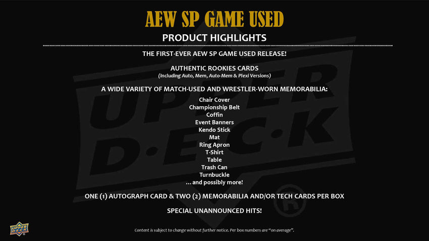 2025 Upper Deck AEW SP Game Used Wrestling Hobby Box