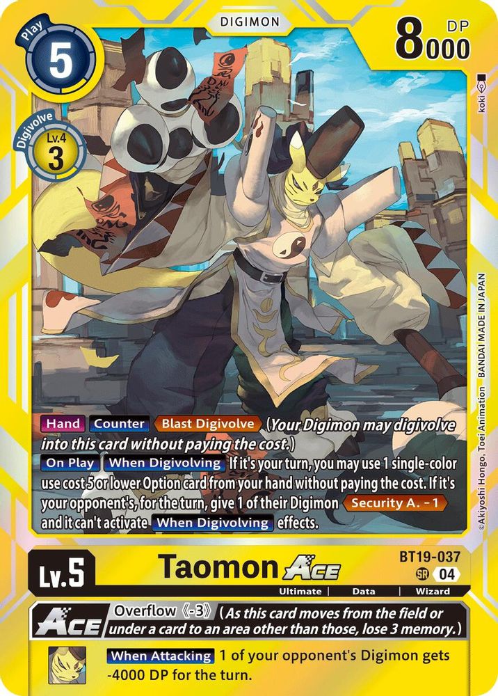 Taomon ACE (BT19-037) Super Rare - Digimon Release Special Booster 2.5