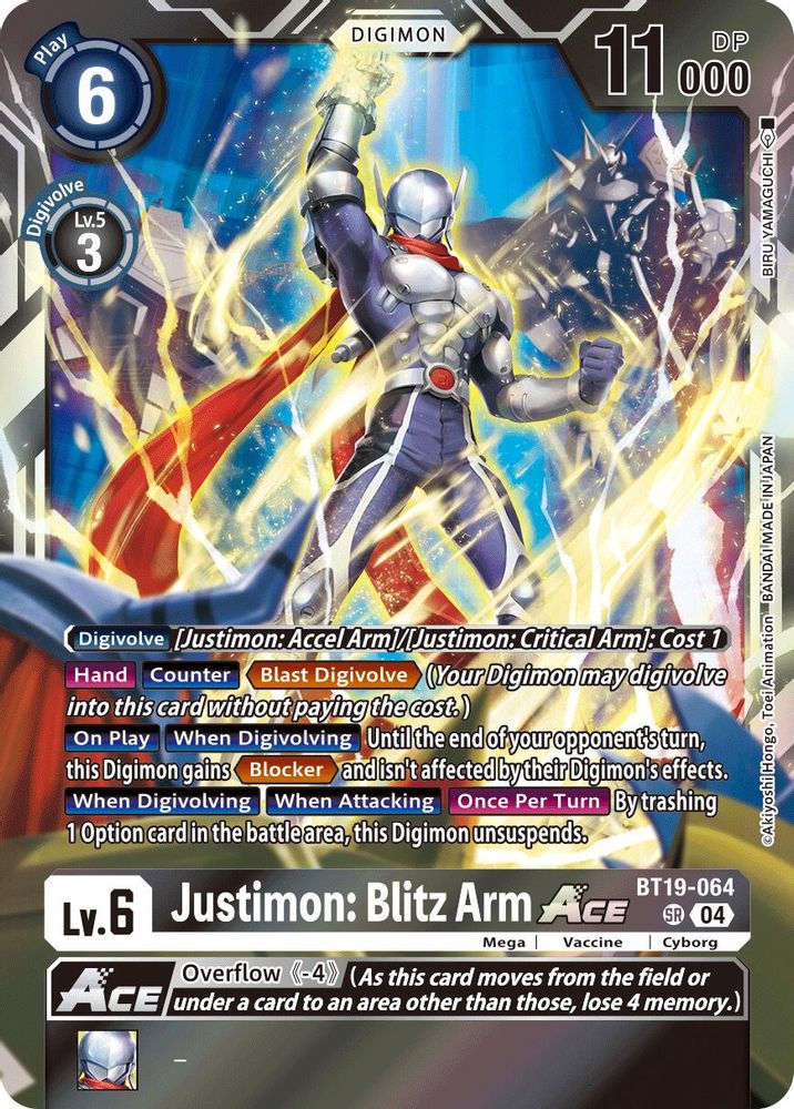 Justimon: Blitz Arm ACE (BT19-064) Super Rare - Digimon Release Special Booster 2.5