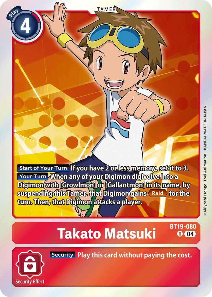 Takato Matsuki (BT19-080) Rare - Digimon Release Special Booster 2.5