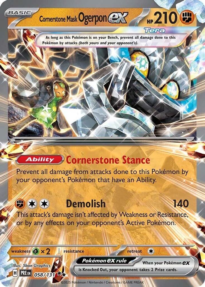 Cornerstone Mask Ogerpon ex - [  058/131 ] - Double Rare - Pokemon SV Prismatic Evolutions