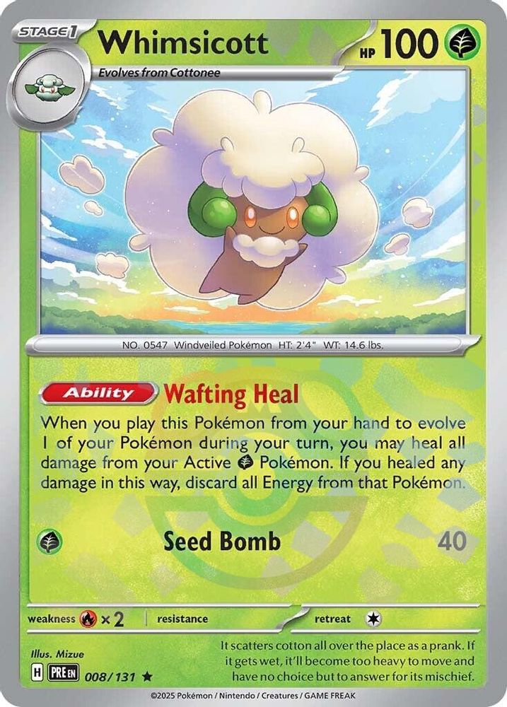 Whimsicott (Master Ball Pattern) - [  008/131 ] - Rare - Pokemon SV Prismatic Evolutions