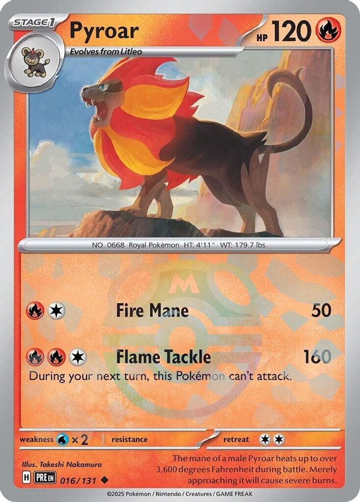 Pyroar (Master Ball Pattern) - [  016/131 ] - Uncommon - Pokemon SV Prismatic Evolutions