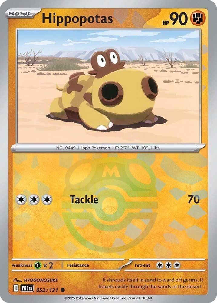 Hippopotas (Master Ball Pattern) - [  052/131 ] - Common - Pokemon SV Prismatic Evolutions