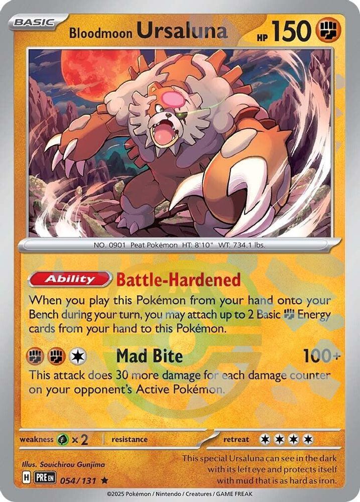 Bloodmoon Ursaluna (Master Ball Pattern) - [  054/131 ] - Rare - Pokemon SV Prismatic Evolutions