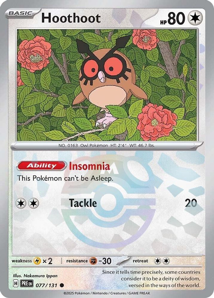 Hoothoot (Master Ball Pattern) - [  077/131 ] - Common - Pokemon SV Prismatic Evolutions