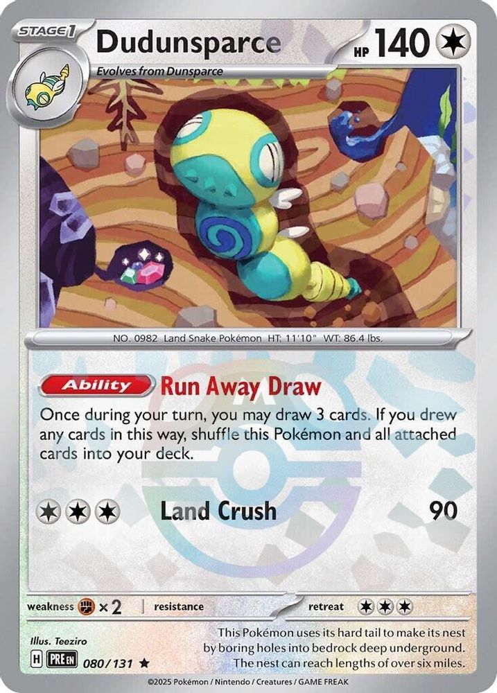 Dudunsparce (Master Ball Pattern) - [  080/131 ] - Rare - Pokemon SV Prismatic Evolutions