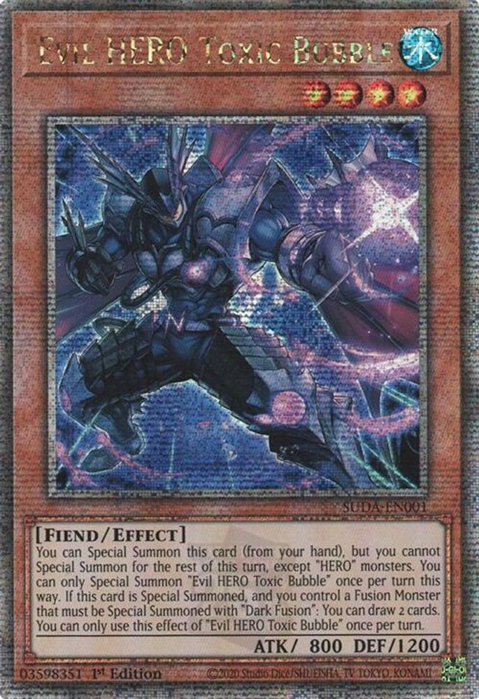 [QUARTER CENTURY RARE] Evil HERO Toxic Bubble (Quarter Century Secret Rare) - (SUDA-EN001) - 1st Edition