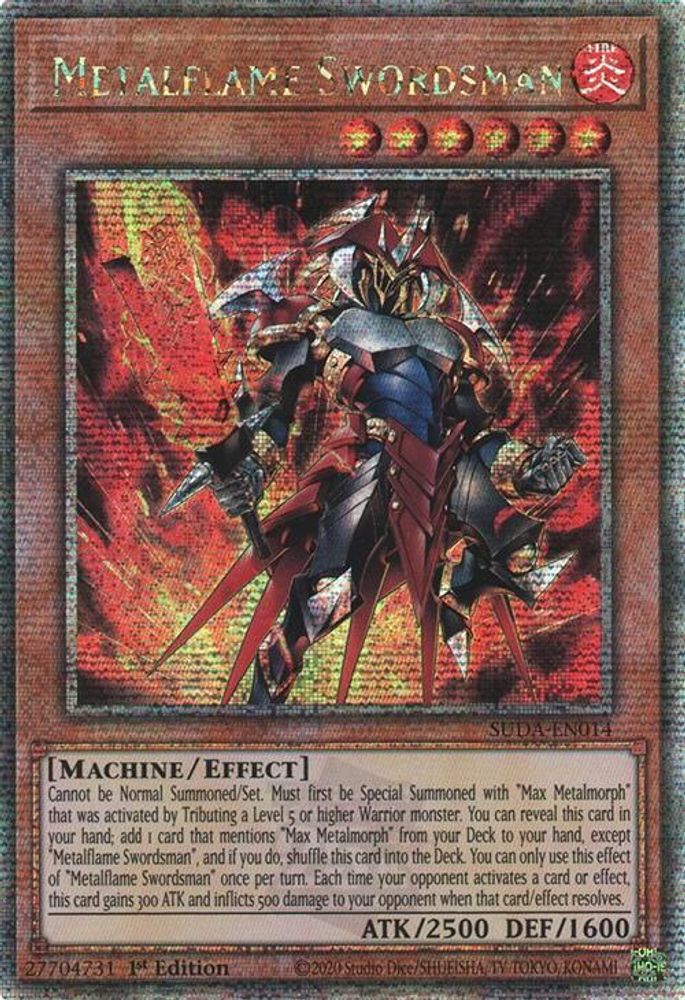 [QUARTER CENTURY RARE] Metalflame Swordsman (Quarter Century Secret Rare) - (SUDA-EN014) - 1st Edition