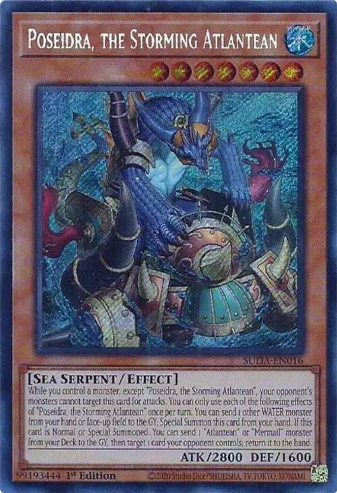 Poseidra, the Storming Atlantean - (SUDA-EN016) - Secret Rare 1st Edition