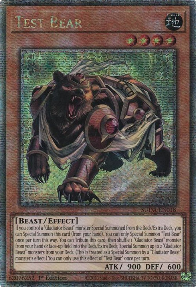 [QUARTER CENTURY RARE] Test Bear (Quarter Century Secret Rare) - (SUDA-EN018) - 1st Edition
