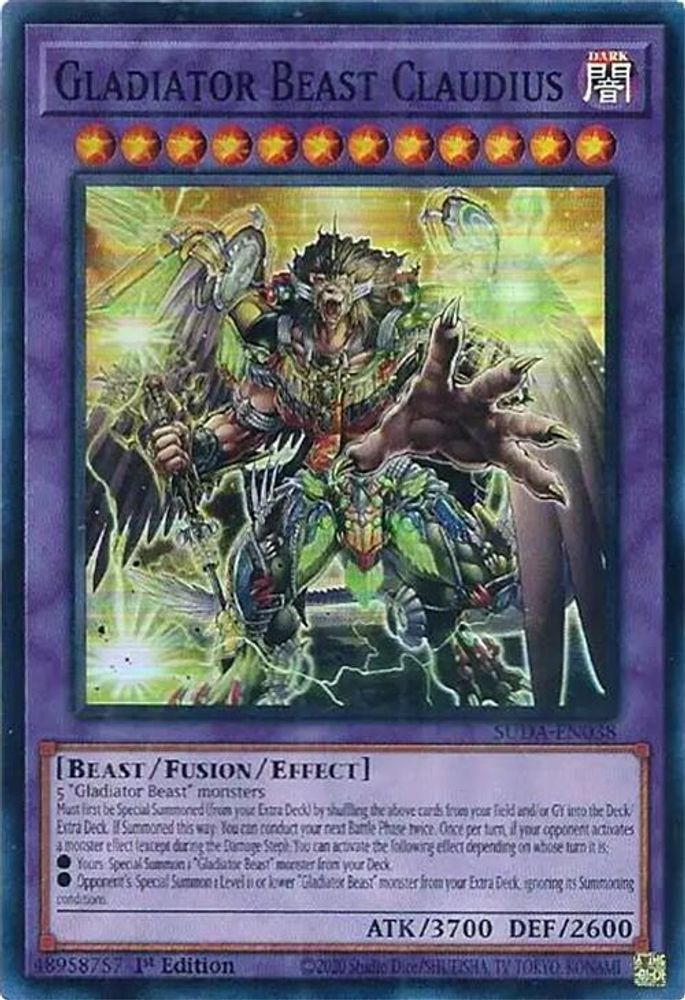 Gladiator Beast Claudius - (SUDA-EN038) - Super Rare 1st Edition